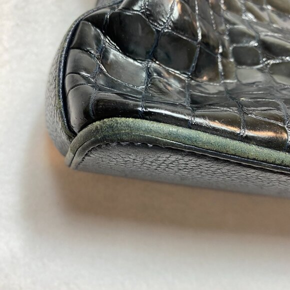 Brighton Shoulder Bag Black Cher Croc Embossed Patent Leather - Picture 5 of 14